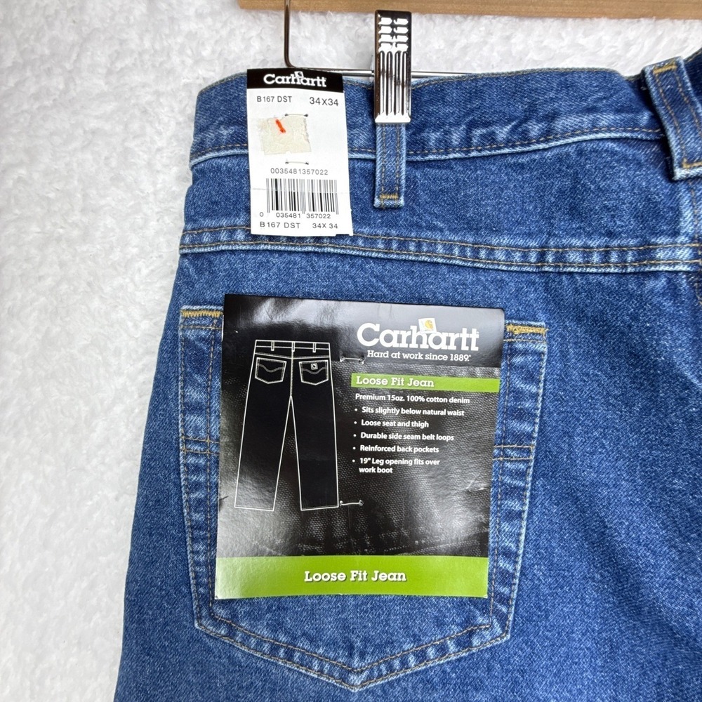 Carhartt Loose Fit Denim Jeans Mens 34x34 B167 DST Darkstone NWT NOS